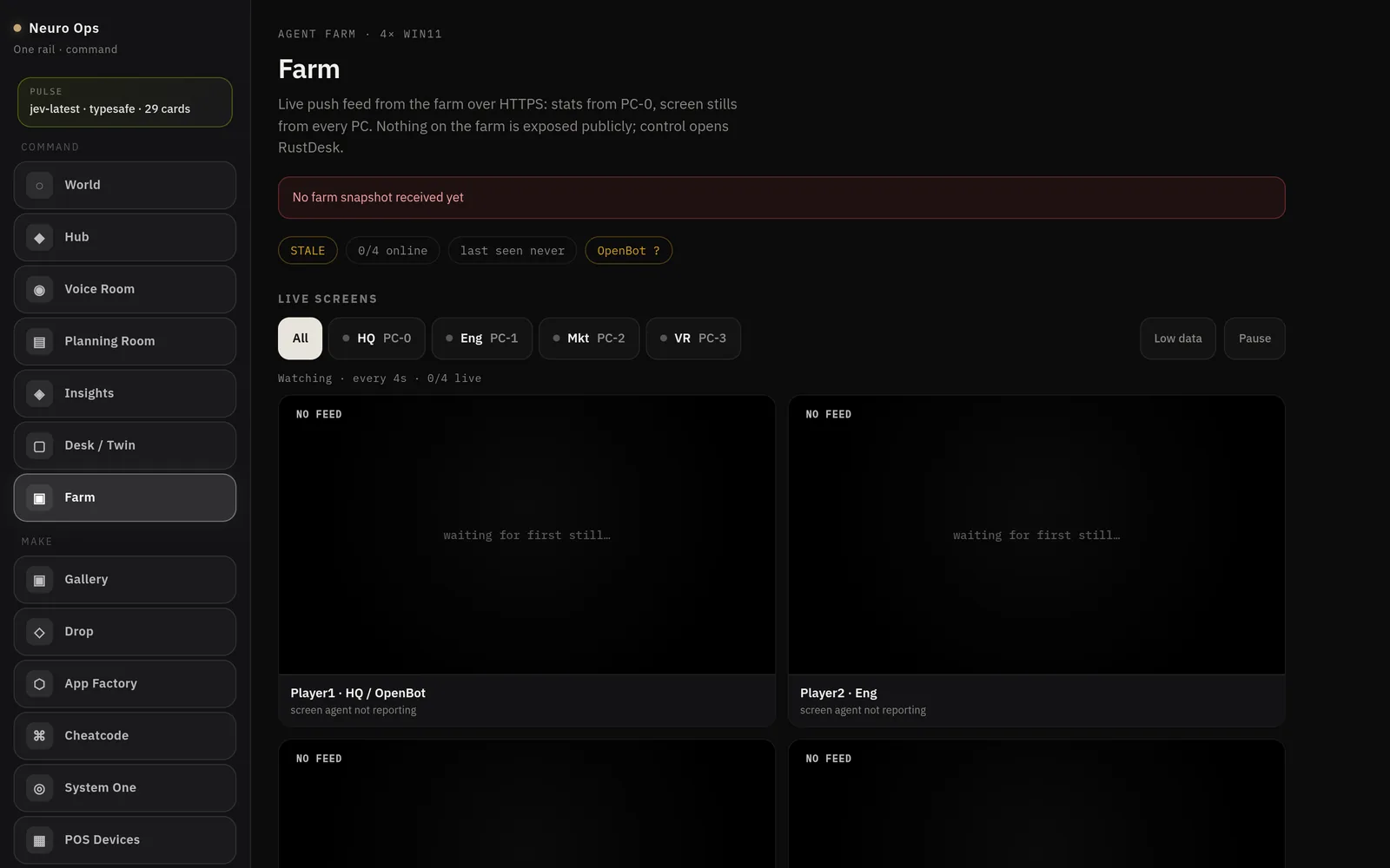 Agent Farm on a MacBook, waiting for the first machine snapshot